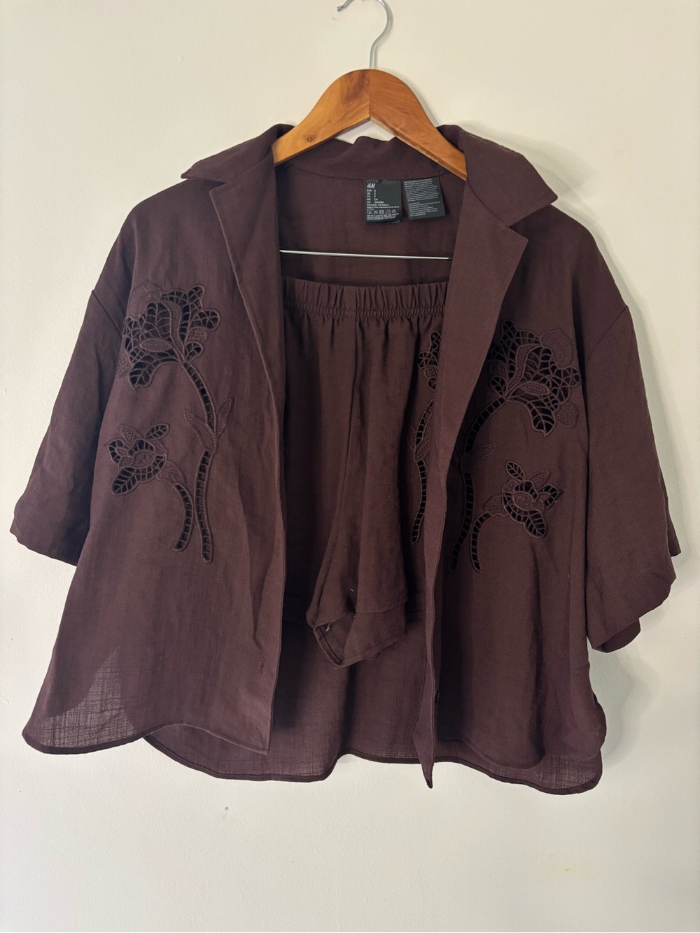 H&M 2-Piece Brown Embroidered Set
